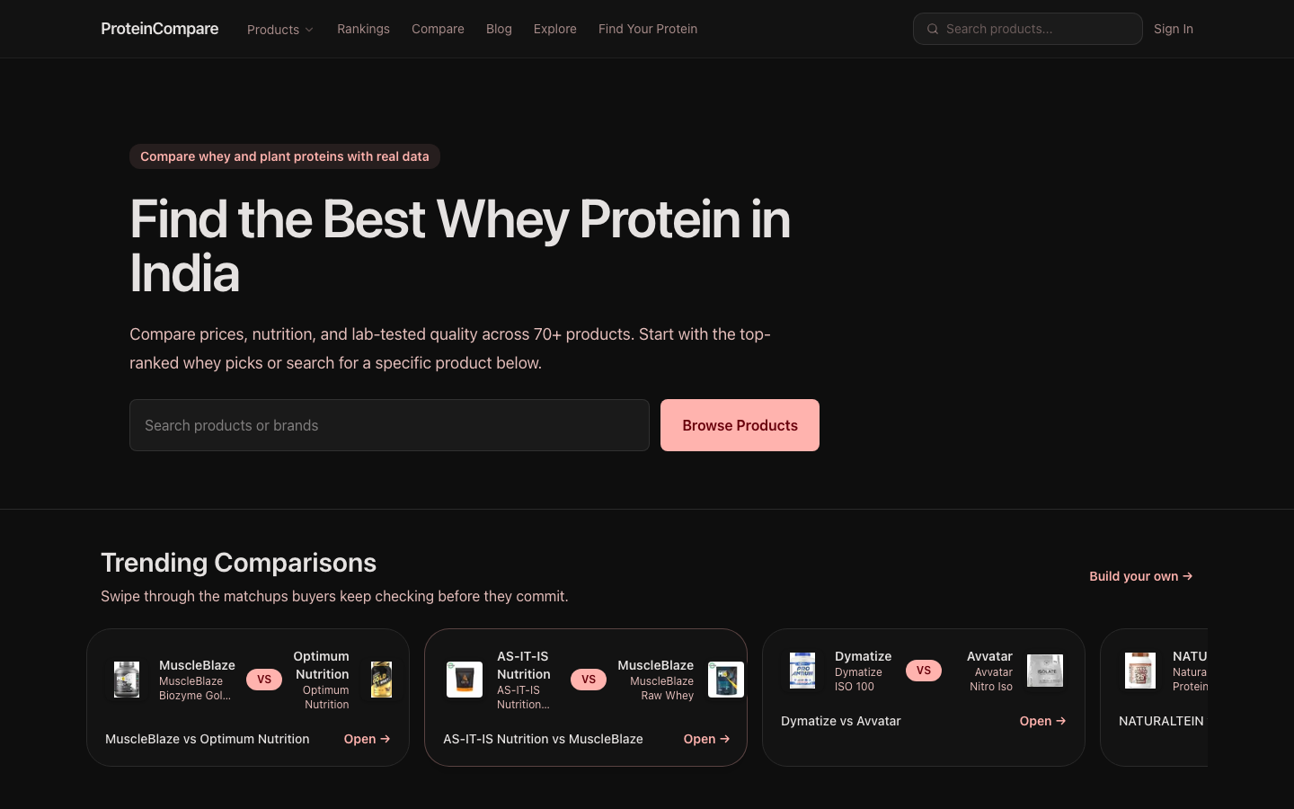 ProteinCompare product preview in Safari on a MacBook Pro
